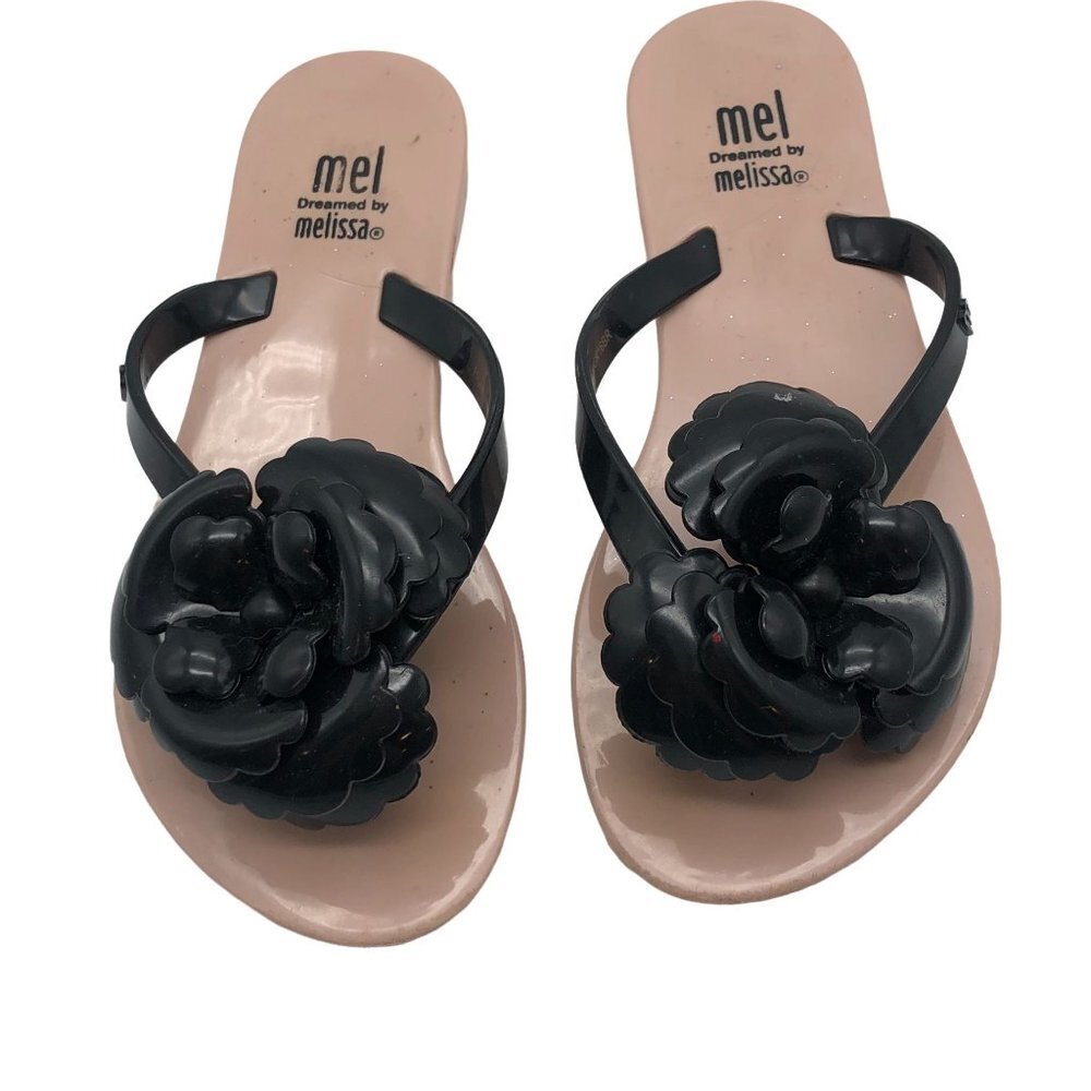 Mel By Melissa Slip On Sandals Flip Flops Little Girls Size 12 Pink Black